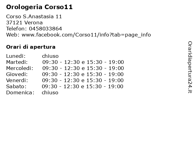 Orologeria Corso11 a Verona: indirizzo e orari di apertura