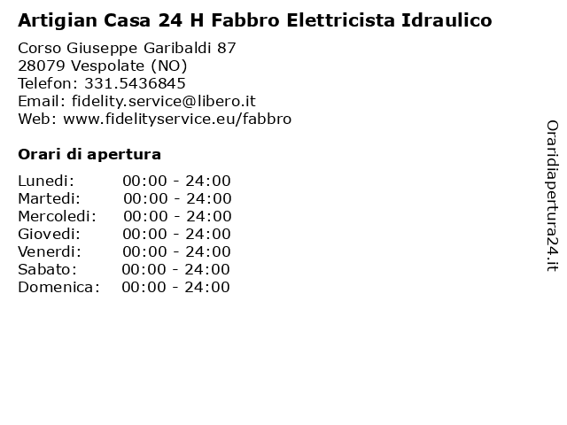 Artigian Casa 24 H Fabbro Elettricista Idraulico a Vespolate (NO): indirizzo e orari di apertura