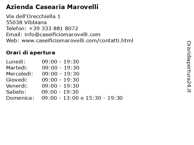 Azienda Casearia Marovelli a Vibbiana: indirizzo e orari di apertura
