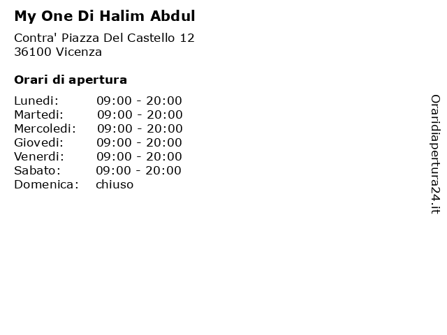 My One Di Halim Abdul a Vicenza: indirizzo e orari di apertura