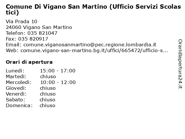 Comune Di Vigano San Martino a Vigano San Martino: indirizzo e orari di apertura