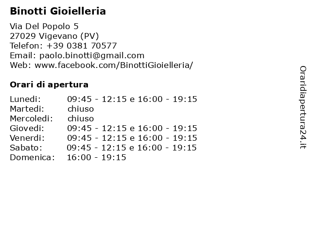 Binotti Gioielleria a Vigevano (PV): indirizzo e orari di apertura
