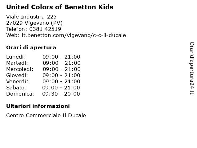 United Colors of Benetton Kids a Vigevano (PV): indirizzo e orari di apertura