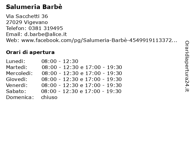 Salumeria Barbè a Vigevano: indirizzo e orari di apertura