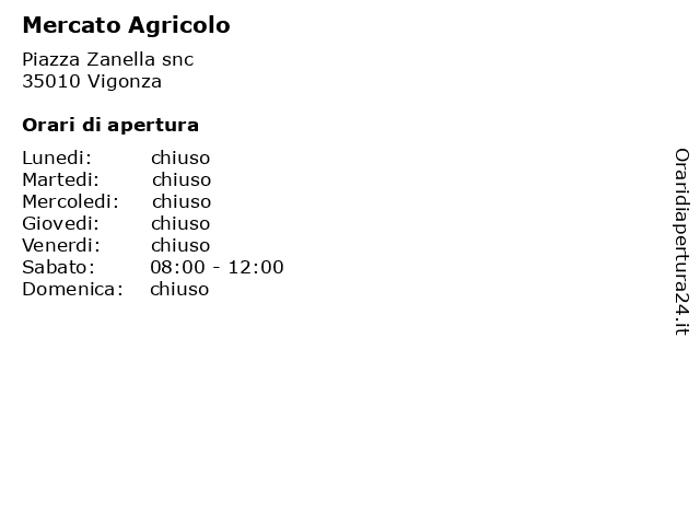 Mercato Agricolo a Vigonza: indirizzo e orari di apertura