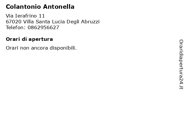 Colantonio Antonella a Villa Santa Lucia Degli Abruzzi: indirizzo e orari di apertura