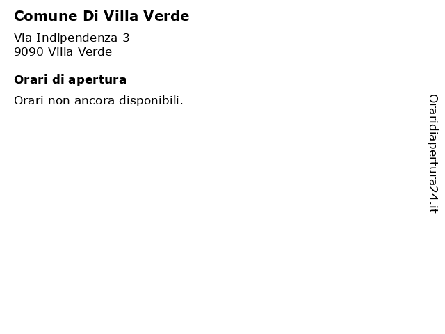 Comune Di Villa Verde a Villa Verde: indirizzo e orari di apertura