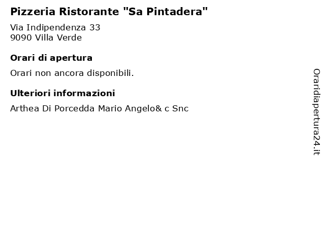 Pizzeria Ristorante "Sa Pintadera" a Villa Verde: indirizzo e orari di apertura