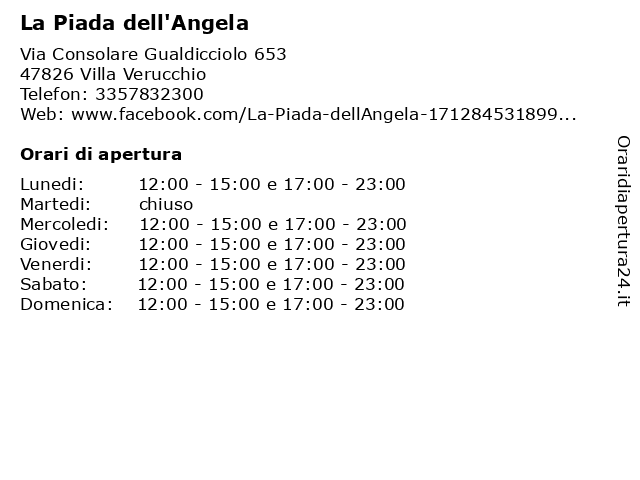 La Piada dell'Angela a Villa Verucchio: indirizzo e orari di apertura