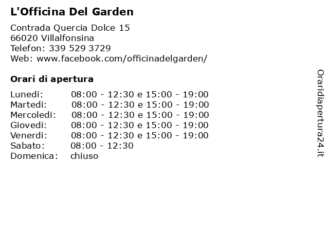 L'Officina Del Garden a Villalfonsina: indirizzo e orari di apertura