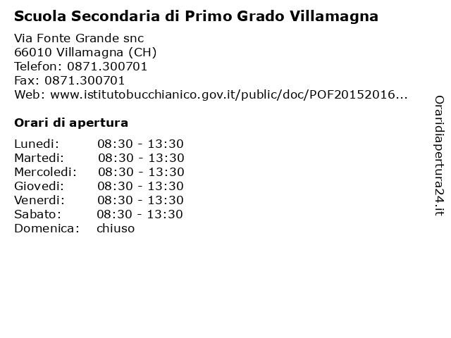 Scuola Secondaria di Primo Grado Villamagna a Villamagna (CH): indirizzo e orari di apertura