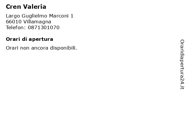 Cren Valeria a Villamagna: indirizzo e orari di apertura