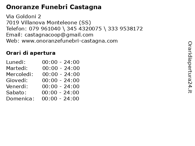 Onoranze Funebri Castagna a Villanova Monteleone (SS): indirizzo e orari di apertura