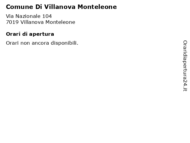 Comune Di Villanova Monteleone a Villanova Monteleone: indirizzo e orari di apertura