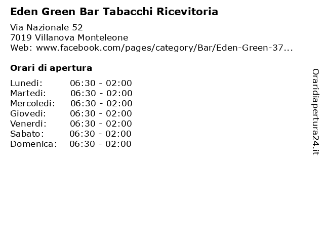 Eden Green Bar Tabacchi Ricevitoria a Villanova Monteleone: indirizzo e orari di apertura