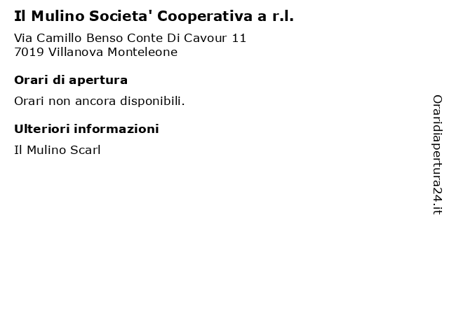 Il Mulino Societa' Cooperativa a r.l. a Villanova Monteleone: indirizzo e orari di apertura