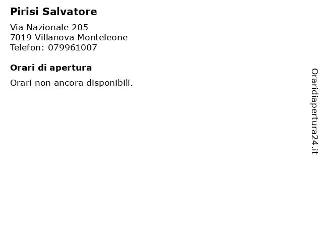 Pirisi Salvatore a Villanova Monteleone: indirizzo e orari di apertura