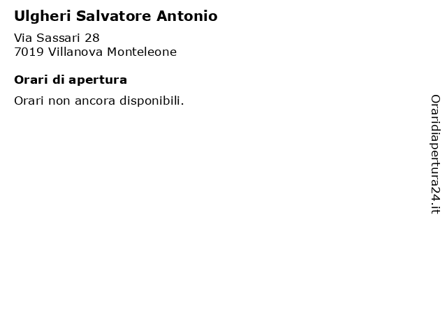Ulgheri Salvatore Antonio a Villanova Monteleone: indirizzo e orari di apertura