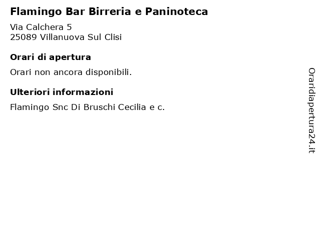 Flamingo Bar Birreria e Paninoteca a Villanuova Sul Clisi: indirizzo e orari di apertura