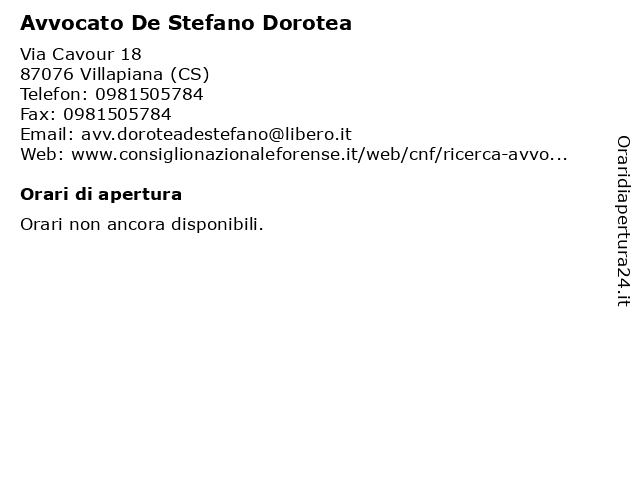 Avvocato De Stefano Dorotea a Villapiana (CS): indirizzo e orari di apertura