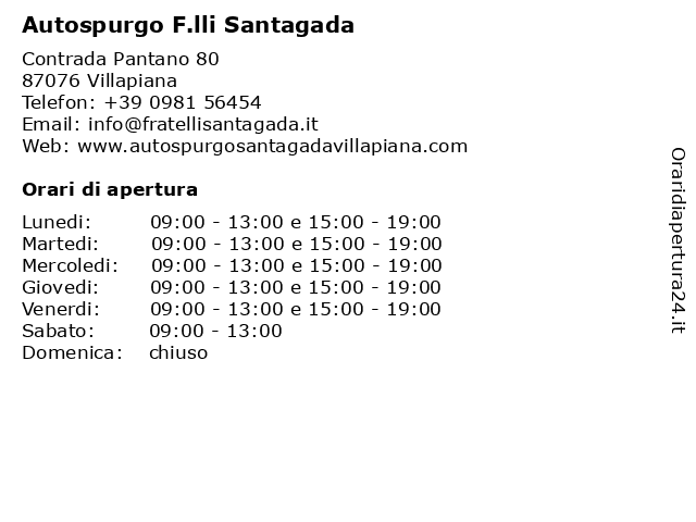 Autospurgo F.lli Santagada a Villapiana: indirizzo e orari di apertura