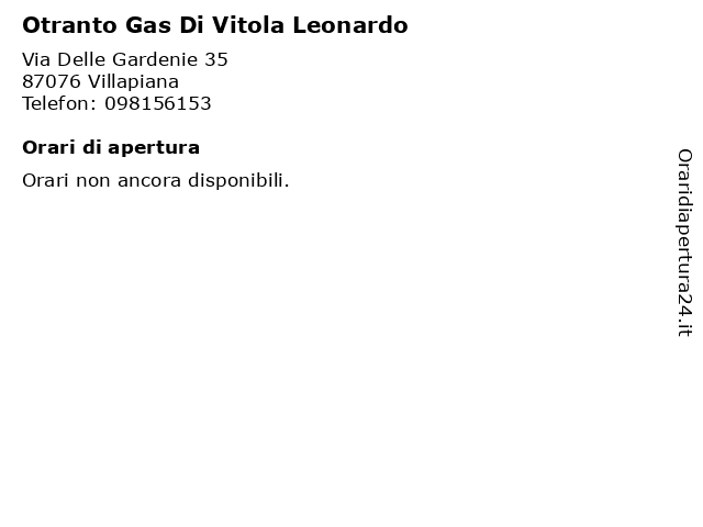Otranto Gas Di Vitola Leonardo a Villapiana: indirizzo e orari di apertura