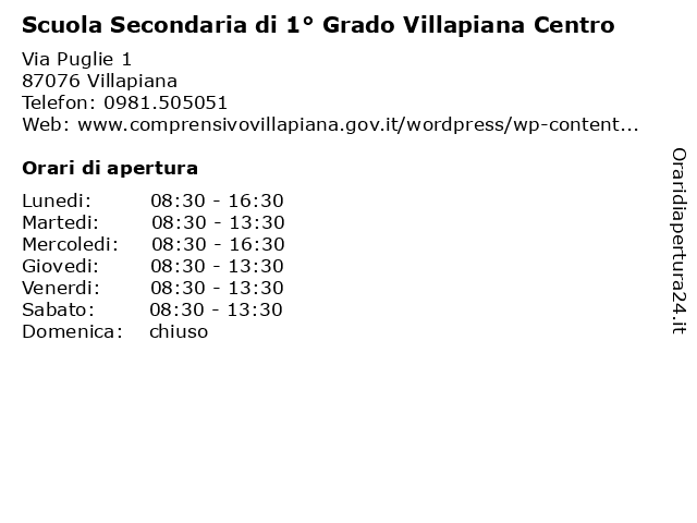 Scuola Secondaria di 1° Grado Villapiana Centro a Villapiana: indirizzo e orari di apertura