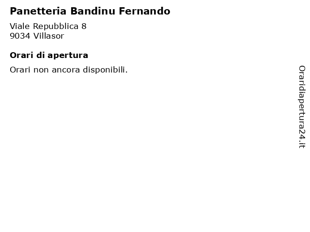 Panetteria Bandinu Fernando a Villasor: indirizzo e orari di apertura