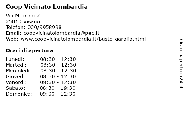 Coop Vicinato Lombardia a Visano: indirizzo e orari di apertura