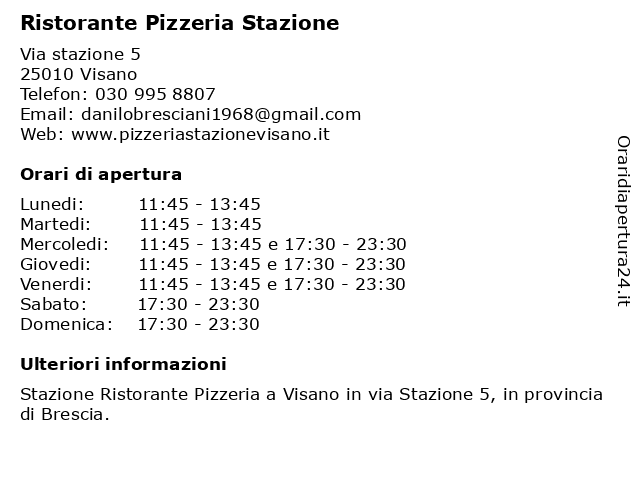 Ristorante Pizzeria Stazione a Visano: indirizzo e orari di apertura