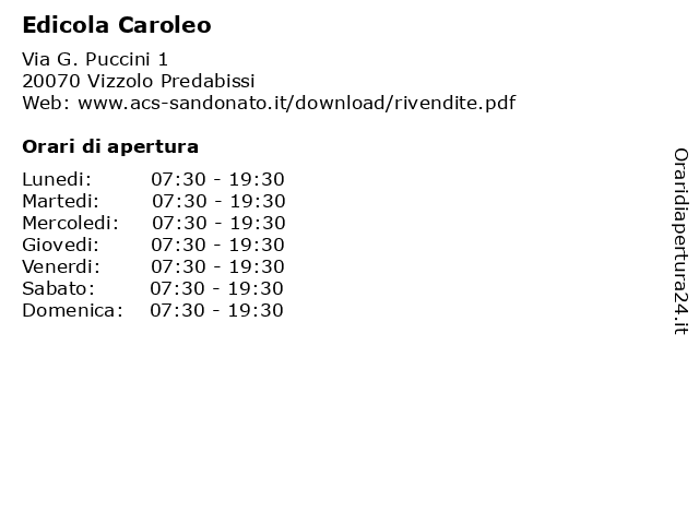 Edicola Caroleo a Vizzolo Predabissi: indirizzo e orari di apertura