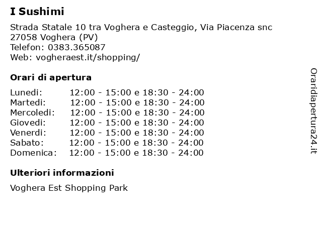 I Sushimi a Voghera (PV): indirizzo e orari di apertura