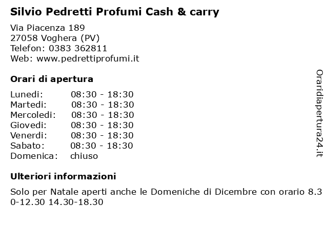 Silvio Pedretti Profumi Cash & carry a Voghera (PV): indirizzo e orari di apertura