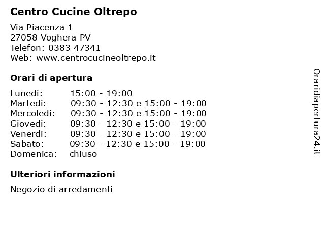 Centro Cucine Oltrepo a Voghera PV: indirizzo e orari di apertura