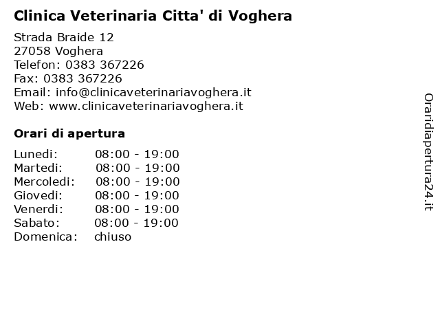 Clinica Veterinaria Citta' di Voghera a Voghera: indirizzo e orari di apertura