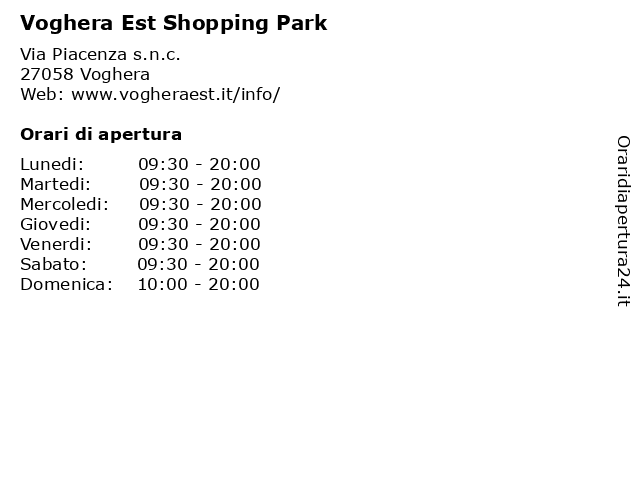 Voghera Est Shopping Park a Voghera: indirizzo e orari di apertura