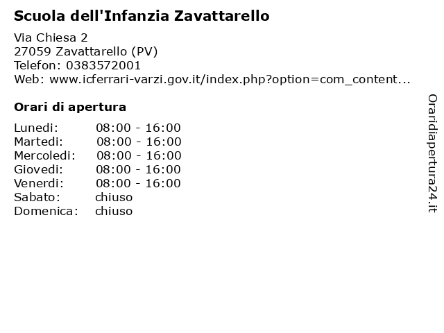 Scuola dell'Infanzia Zavattarello a Zavattarello (PV): indirizzo e orari di apertura