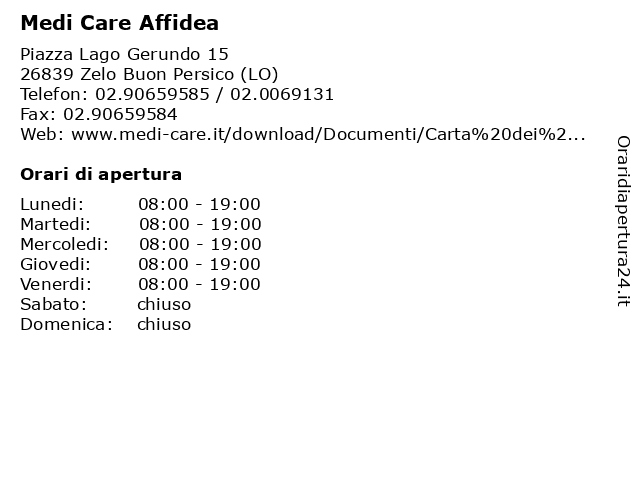 Medi Care Affidea a Zelo Buon Persico (LO): indirizzo e orari di apertura